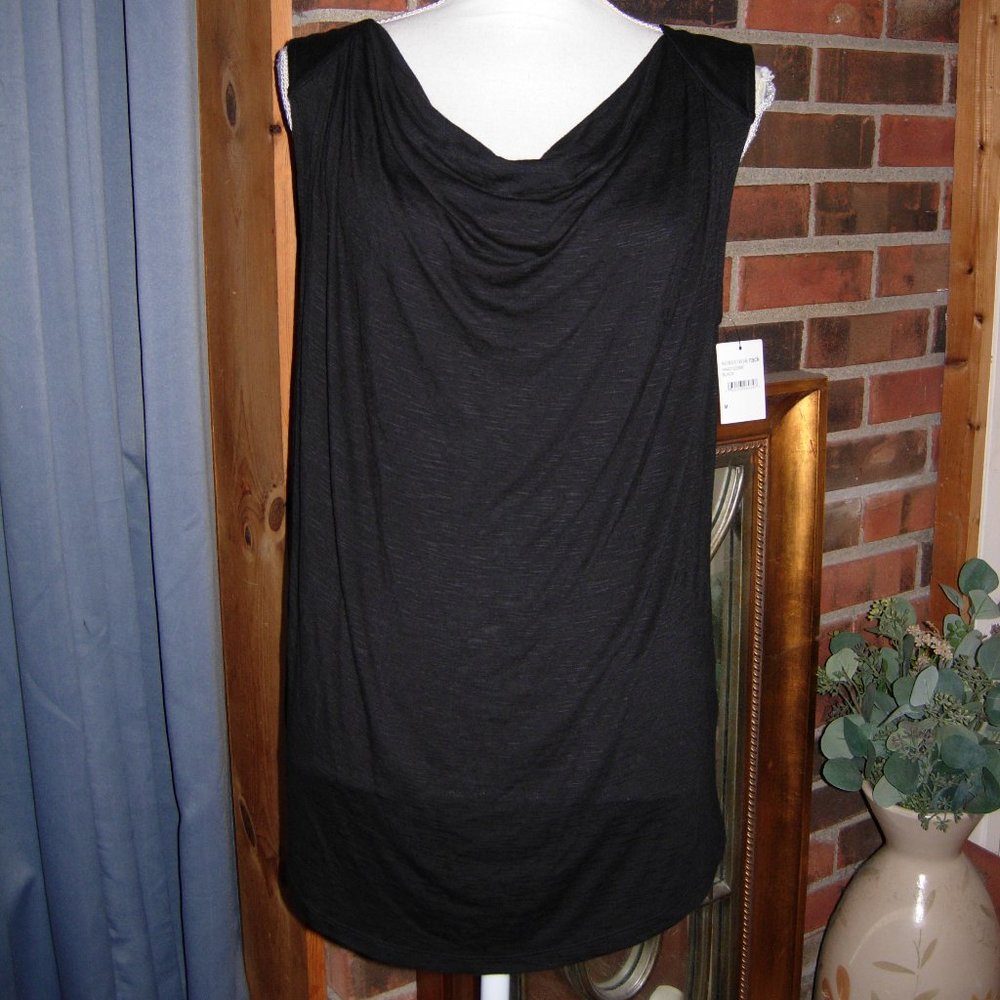 Halogen Black Drape Front Sleeveless T-Shirt M NEW WITH TAG